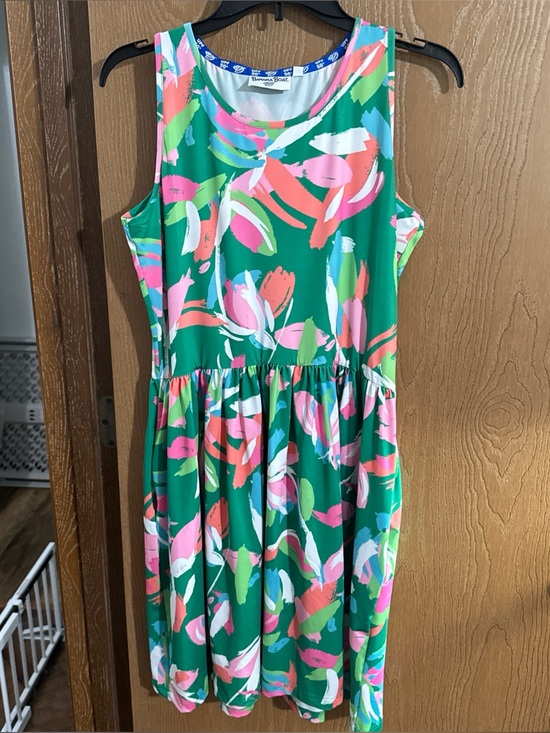 Banana Boat Dresses & Skirts - Banana Boat UPF 50+ Dress Women Green Tropical Floral Sleeveless Skater Swim L